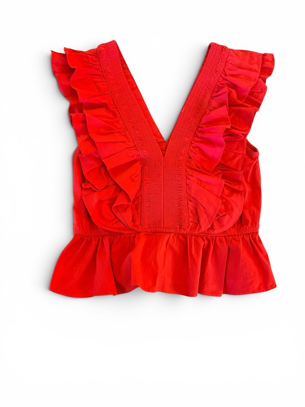 DO+BE Red Ruffle V-Neck Peplum Camisole size small
